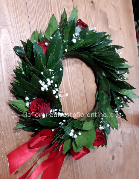 Corona alloro fiorita per laurea decorata